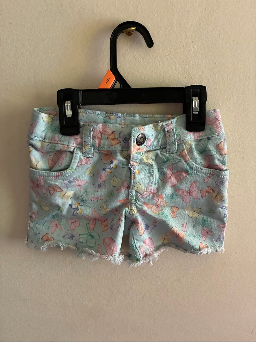 Pastel Butterfly Print Denim Shorts